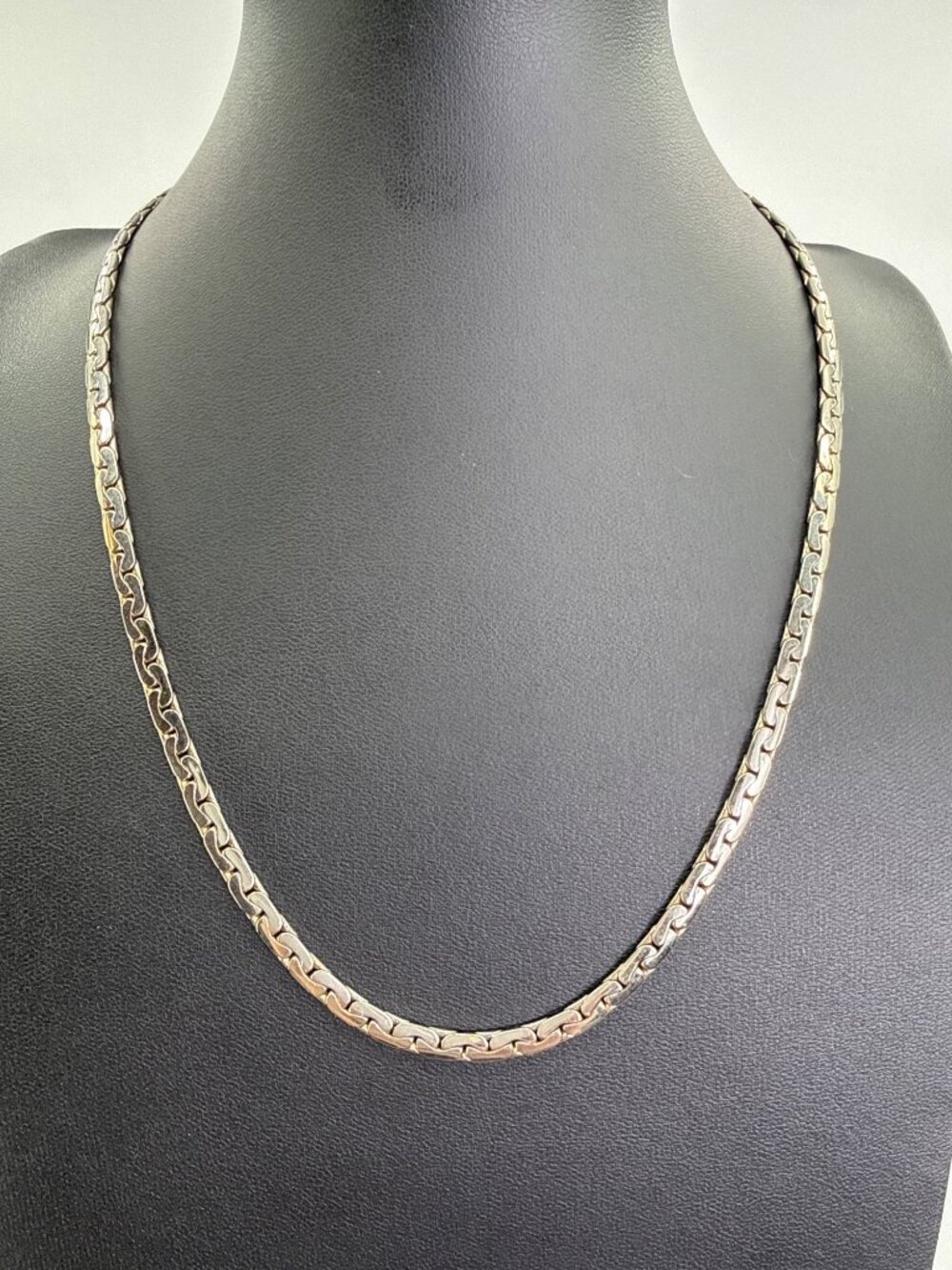 Vintage Stainless Steel Panther Link Chain Flat Interlocking Necklace